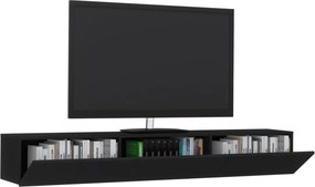 Elba TV-szekrény, Fekete, 180 x 30 x 25 cm