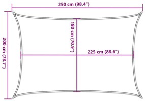 fehér HDPE napvitorla 160 g/m² 2 x 2,5 m