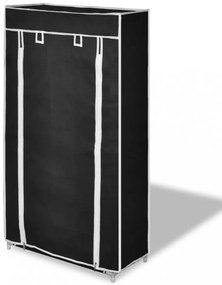 Fekete szövet cipőszekrény borítóval 58 x 28 x 106 cm