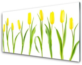 Üvegkép falra Tulipán sárga virágok 100x50 cm 2 fogas