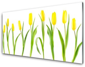 Üvegkép falra Tulipán sárga virágok 100x50 cm