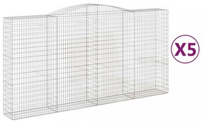 5 db íves horganyzott vas gabion kosár 400x50x200/220 cm