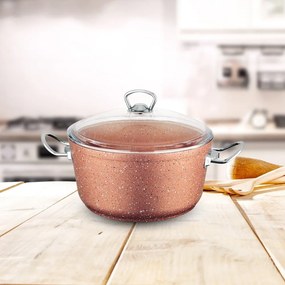 Classic rózsaszín alumínium edény fedővel, ø 22 cm - Güral Porselen