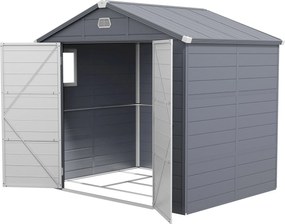 Outsunny Szerszámtároló 4,1 m³, Kerti Shed Lécezett Tetővel, 240 x 190 x 180/228 cm, Zárható Ajtós Szerszámtároló, Ablakkal, Kerékpártároló, Kerti Sze