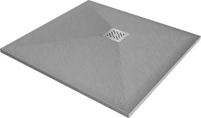 Mexen Stone+ kompozit négyszögletes zuhanytálca 80 x 80 cm, szürke-beton - 44618080