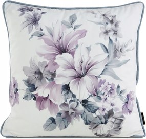 Dekoratív párnahuzat Velvet 45x45 Eurofirany krém lila hibiszkusz