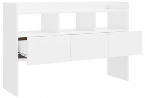 magasfényű fehér szerelt fa tálalószekrény 105 x 30 x 70 cm