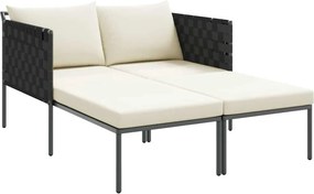 vidaXL Napozóágy párnával Antracit 153 x 115 x 69.5 cm Porszórt acél