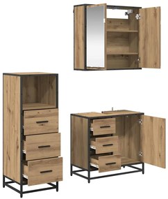 Fürdőszoba bútor szett 3 pcs kézműves tölgy 35 x 37.5 x 100 cm