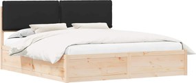 vidaXL Ágykeret Kárpitozott Fejtámlával Fekete 200 x 200 cm