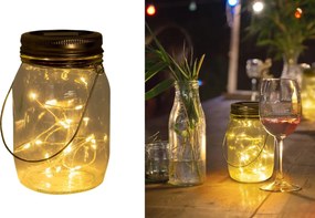 3 db-os Nanay LED-es napelemes lámpa szett befőttes üveg lampion dekoráció 13 cm