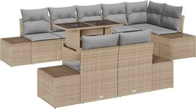 vidaXL Kerti Kanapé Szett 9 pcs Beige és Világosszürke polirattan