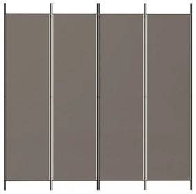 4 paneles antracitszürke szövet térelválasztó 698x180 cm