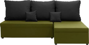 BODZO Kinyitható sarokkanapé Zöld/fekete