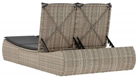 világosszürke polyrattan dupla napozóágy párnával