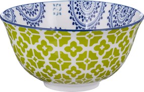 ORNAMENTS tálka 240 ml, zöld-kék