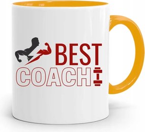 Edzőnőnek Edzőterem Bögre Sárga Ajándék fényképes nyomtatással