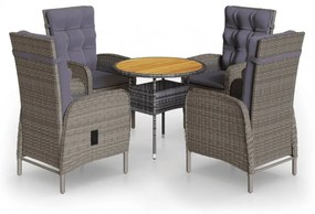 vidaXL 5 részes szürke polyrattan kerti bisztrószett