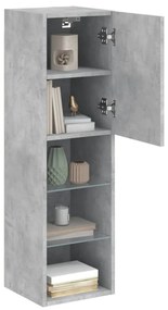 betonszürke TV-szekrény LED-lámpákkal 30,5 x 30 x 102 cm