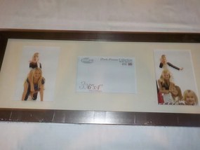 Nagy képkeret 3 képhez 59X 24,5 cm barna, ezüst árnyalattal