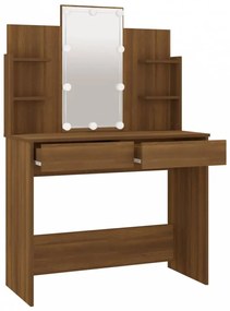 Barna tölgyszínű led-es fésülködőasztal 96 x 40 x 142 cm