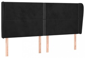 fekete bársony fejtámla szárnyakkal 203x23x118/128 cm