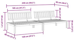 2 db tömör akácfa kerti raklap középső kanapé