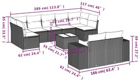 10 részes bézs polyrattan kerti ülőgarnitúra párnával