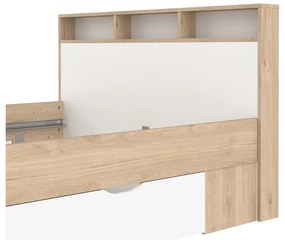 Natúr színű ágyneműtartós franciaágy ágyrács nélkül 140x200 cm tölgyfa dekorral Ikast – Tvilum