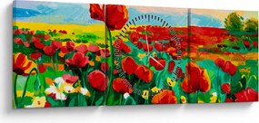 Kép egy mező mákkal (órával) (90x30 cm)