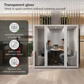 INBOX akusztikai irodai fülke 4 személyes, 2200 × 2200 × 1220 mm