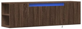 barna tölgyszínű fali TV-szekrény LED-del 135x31x39,5 cm