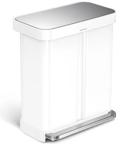 Simplehuman pedálos szelektív szemetes DUAL 58 L (34/24) fehér acél CW2118