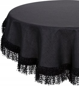 Kerek Abrosz Jasper Bolyhos Rojtokkal Díszítve 180 cm Fekete