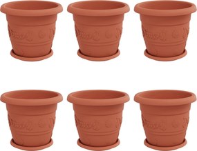 vidaXL Növénycserép 6 pcs Tégla Vörös Ø 26 x 21.5 cm Műanyag