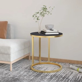 arany-fekete edzett üveg kisasztal 45 cm