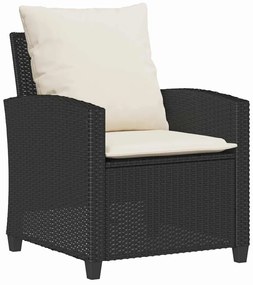 4 részes fekete polyrattan kerti ülőgarnitúra párnákkal