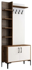 Viyana Walnut and, White fiókos szekrény cipővel és polcokkal