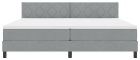 Box Spring ágy matraccal és LED világítással, világosszürke, 200x200 cm szövet