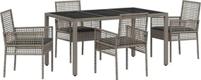 vidaXL Kert étkező szett 5 pcs Szürke polirattan
