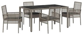 vidaXL Kert étkező szett 5 pcs Szürke polirattan