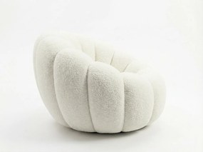 Design fotel BLOOM lábtartóval, krémszínű