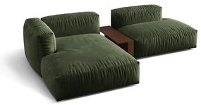 Zöld bársony moduláris sarokkanapé (bal oldali-heverő résszel) Martina – Micadoni