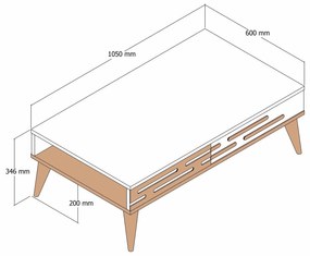 Dohányzóasztal Valencia (dió + fehér márvány). 1089394