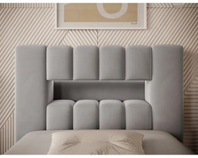 Szürke kárpitozott ágyneműtartós egyszemélyes ágy ágyráccsal 90x200 cm Lamica – ELTAP