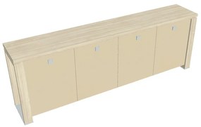 Verno+ alacsony szekrény 260 x 46 x 90 cm, üvegajtó, akác / vanília