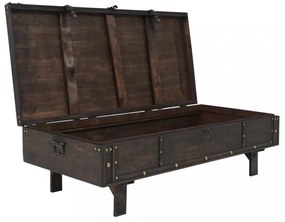 vintage stílusú furnérlemez fa dohányzóasztal 120 x 55 x 35 cm
