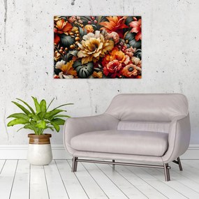 Üveg kép - Narancs-vörös virágok (70x50 cm)