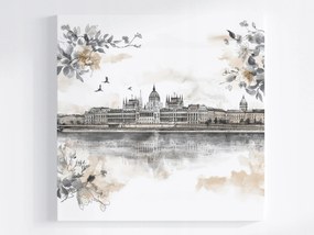 Poszter Város Panoráma Budapest Duna Kastély Vázlat 40x40