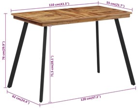 tömör tíkfa étkezőasztal 120 x 62 x 76 cm